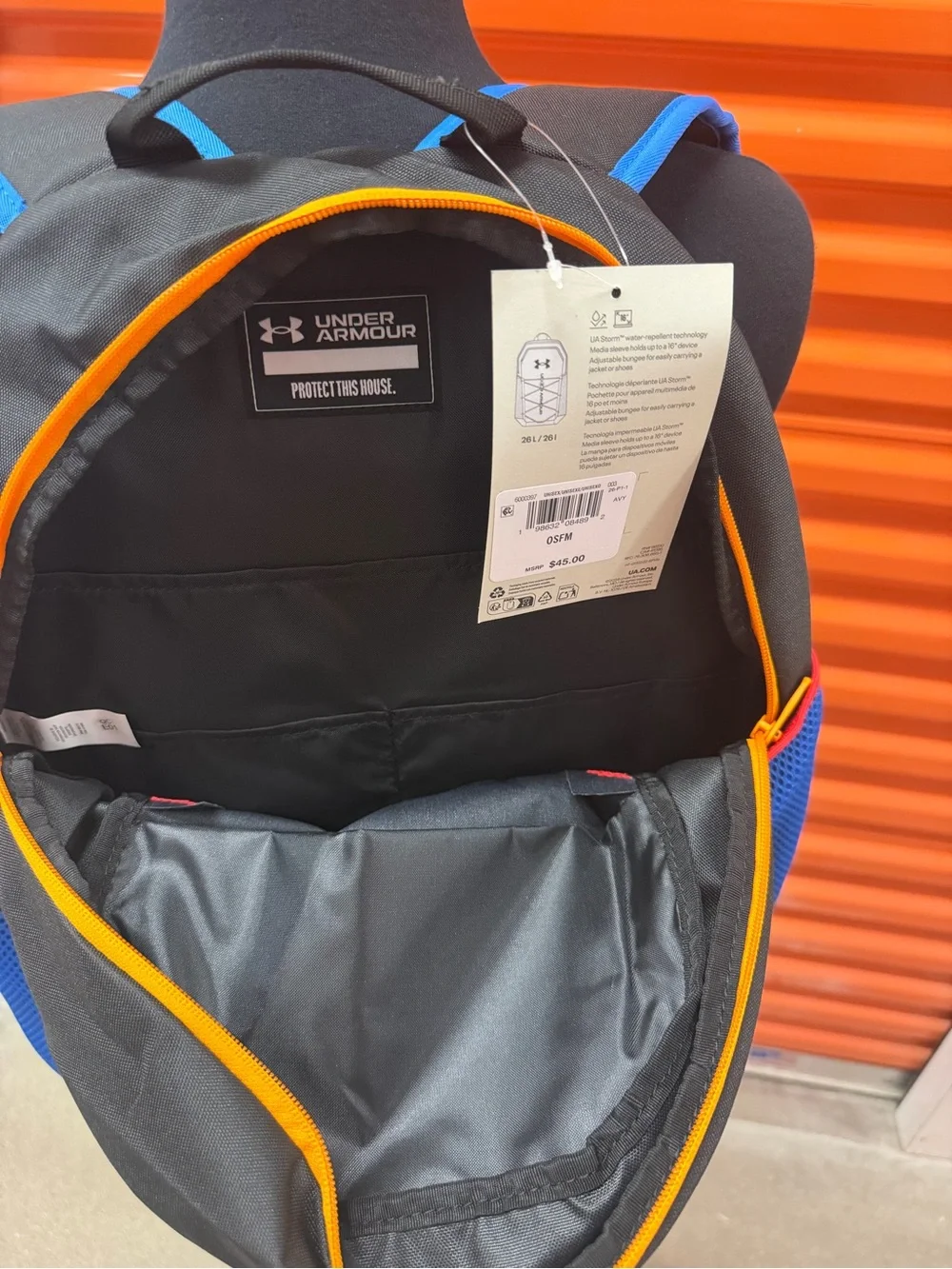 NWT Under Armour The Hustle 6.0 Sport Backpack blue/grey